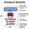 Signmission No Photos Or Video Allowed, 18 in W x Rectangle, Aluminum OS-2PACK-NS-A-1824-V-14753 - alternate 3